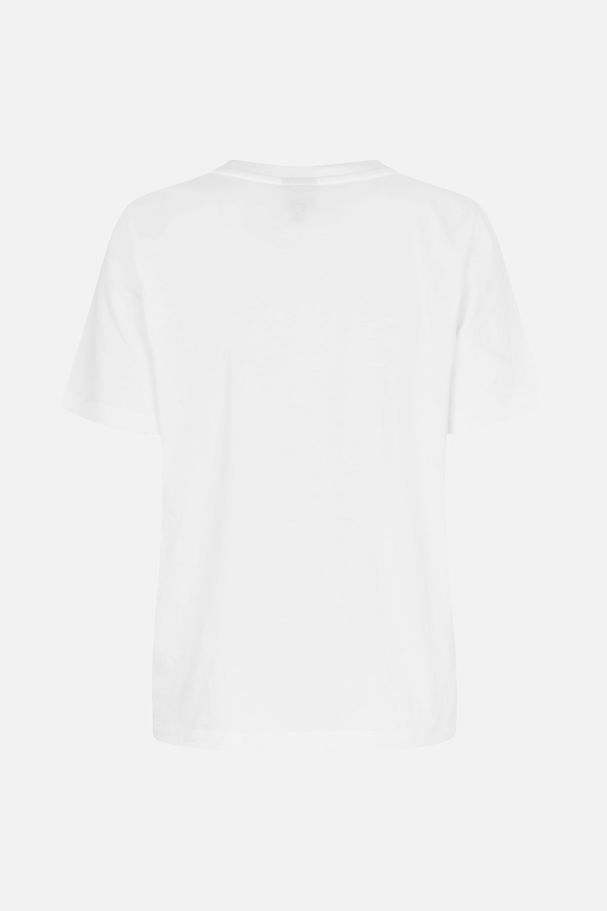 Plain white short-sleeved T-shirt shown from the back, with a crew neckline and straight hem.
