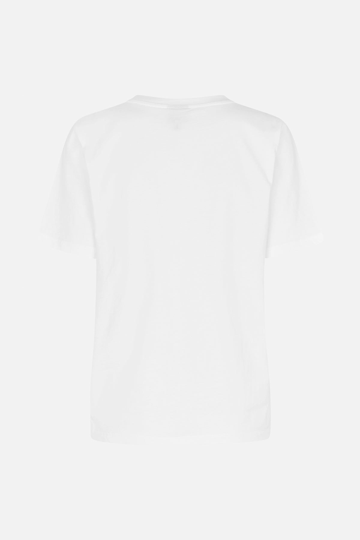 Plain white short-sleeve crew-neck T-shirt shown from the back.