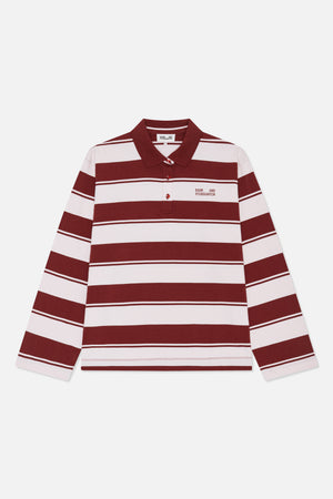 JEANNE TOP | Pink Red Polo Stripe
